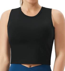 lot 89634 image: THE GYM PEOPLE Womens Medium Support Sports Bra Removable Padded Sleeveless Workout Crop Tops Black