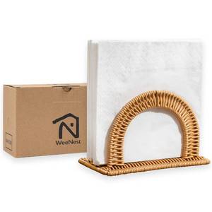 lot 89642 image: WeeNest Paper Napkin Holder, Dinner Napkin Holder, Rustic Napkin Holder, Upright Napkin Holder, Napkin Holder Stand, Standing Napkin Holder, Resin Wicker Light Brown