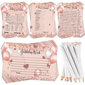 lot 89670 image: Fumete Birthday Party Games 100 Pcs Who Knows The Birthday Girl Game with 20 Pencils Girly Birthday Cards Set for Child Teen Adults Sweet Sleepover Party Supplies for Girls, 4 Activities (Balloon)