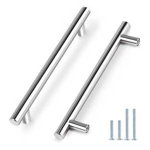 lot 89671 image: Probrico 5 Pack Polished Chrome Cabinet Handles 7-12 Inch Hole Centers, Stainless Steel T Bar Drawer Dresser Pulls, 192mm Cabinet Pulls Kitchen Cabinet Hardware Bathroom Handles
