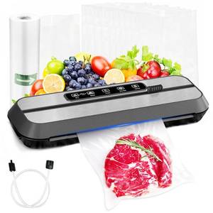 lot 89674 image: MAXDONE Vacuum Sealer Machine 80Kpa Food Vacuum Sealer for Food Storage Food Sealer Machine 5-in-1 for DryMoist Modes Built-in Cutter, 10 Vacuum Sealer Bags & 1 Roller Bag & 1 Air Suction Hose