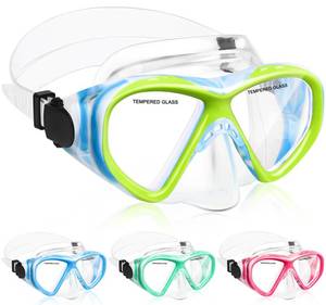 lot 89686 image: ACQCES Kids Swim Goggles Snorkel Diving Mask for Boys Girls Ages 5-15, Two-Color Anti-Fog Swimming Goggles with Nose Cover (Blue)