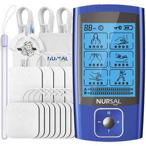 lot 89693 image: NURSAL TENS EMS Unit Muscle Stimulator for Pain Relief Therapy, Electric 24 Modes Dual Channel TENS Machine Pulse Massager with 12 Pcs Electrode PadsContinuous Stable ModeMemory Function