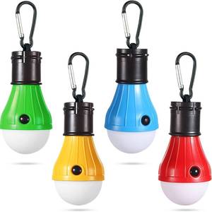 lot 89695 image: LED Camping Tent Lantern, Portable Outdoor Waterproof Emergency Light Bulb, Battery Powered with Clip Hook, Super Bright, for Hiking, PartyCamping, Fishing, Power Failure (4 Packs, Multi-Color)