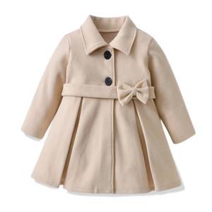 lot 89716 image: USKIDKK Toddler Baby Girl Clothes Jacket Coat Long Sleeve Solid Color Buttons Dress Coat Fall Winter Outfit (Beige,2-3T)