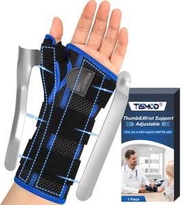 lot 89731 image: TISMOD Carpal Tunnel Wrist Brace with Thumb Support,Adjustable Night Thumb Spica Splint Right Left Hand,Wrist Guard Stabilizerfor Arthritis,Pain,De Quervains Tenosynovitis fit Women & Men