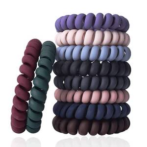 lot 89733 image: Spiral Hair Ties Set - 10 Piece Medium Coil Elastics for Thick Hair, Multicolor No-Crease Telephone Cord Plastic Ties for Women and Girls (Matte Color)