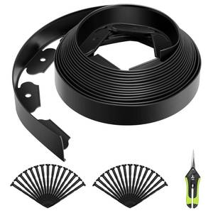 lot 89736 image: VIVOSUN Landscape Edging Kit 33ft Long 2in High, No-Dig Plastic Garden Border Edging with 30 Anchoring Spikes & Scissors, Black