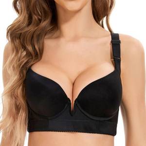 lot 89749 image: SOLODORO Women Push Up Bras Plus Size Bra with Back Fat Coverage Seamless Underwire T-Shirt Bra (Black 40DD)