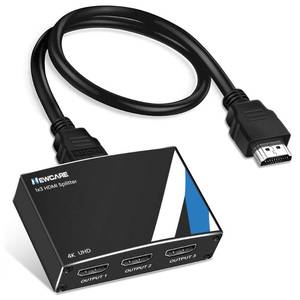 lot 89752 image: NEWCARE 4K HDMI Splitter 1 in 3 Out with 4 FT HDMI Cable,Aluminum Alloy 13 HDMI Splitter Support 4Kx2K, 1080P, 3D, HDR, DTSDoby-TrueHD for Xbox PS54 Roku,NOT Support Extend Mode-Adapter Include