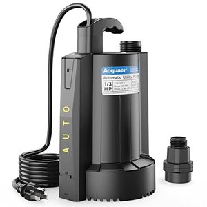 lot 89759 image: Acquaer 13 HP Automatic Submersible Water Sump Pump, 115V with 34� Garden Hose Check Valve Adapter,2160 GPH High Flow Water Removal for Swimming Pool Cover Hot Tubs Flooded House Basement - Retail $88.77