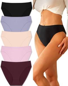 lot 89767 image: Take Talk 5 Pack Seamless Underwear for Women High Cut Bikini Full Coverage Hipster No Show Panties Womens Cheeky M-3XL