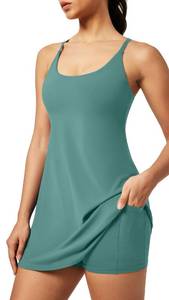 lot 89775 image: IUGA Tennis Dress for Women Athletic Dress with Built-in Shorts & Bra Womens Workout Golf Exercise Dresses Olive Green Small