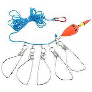 lot 89782 image: DGZZI Fish Stringer 16FT Heavy Duty Stainless Steel Live Fish Lock Buckle with 5 Snaps and Ropes Float, Fishing Rope Lanyard Gear Kit Tackle Tool Deluxe Cord Fishing Catch Stringer Lock Snaps