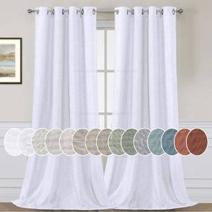 lot 89808 image: H.VERSAILTEX Living Room Linen Semi Sheer Curtains Nickel Grommet Curtains Privacy Added Energy Saving Light Filtering Window Treatments Draperies for Bedroom, Bright White, 2 Panels, 52 x 84 - Inch