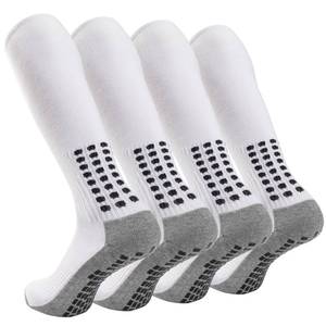 lot 89809 image: Ultrafun 4 Pairs Soccer Socks Knee High Non Slip Football Baseball Multi-Sport Soccer Socks Grip Pad for Men Women (White)