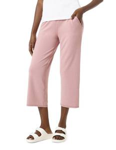 lot 89828 image: HUE Womens Cropped Wide Leg Comfy Pant with Pockets, Woodrose, Medium