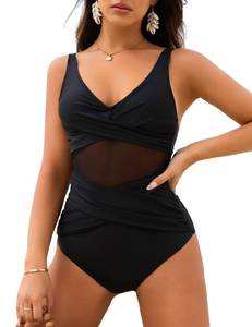 lot 89833 image: Blooming Jelly Womens One Piece Swimsuit Tummy Control Bathing Suits Mesh Cutout Slimming Push Up Cute Ladies Swimwear (Medium, Black)