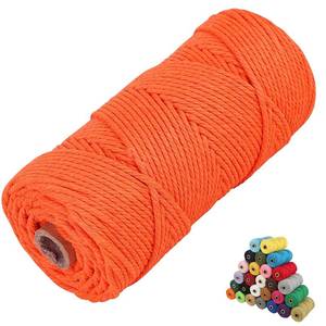lot 89840 image: Macrame Cord 3mm x109 Yards Colored Macrame Cotton Cord, 4 Strand Twisted Macrame Yarn, Natural Cotton Cord Perfect Macrame Supplies for DIY Crafts Knitting Plant Hangers (Orange)