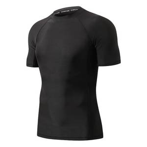 lot 89844 image: Mens UPF 50 Sun Protection Compression Short Sleeves Rash Guard for Men Swim Shirts Workout Logo Black Medium