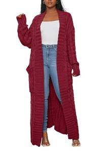 lot 89845 image: Long Sweaters for Women Cardigan Open Front Long Sleeve Plus Size Chunky Cable Knit Duster Cardigans with Pockets Winter Coat Medium