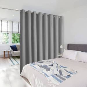 lot 89860 image: NICETOWN Room Dividers Curtains Screens Partitions, Premium Heavyweight Laundry Room Divider for Office, Vintage and Sliding Room, Including 16 Ring Top (1 Panel, 15ft Wide x 8ft Long, Silver Gray)