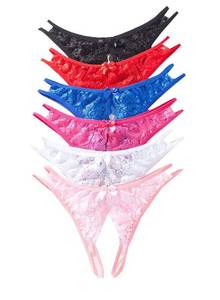 lot 89876 image: Justgoo Womens Lace G-String Thongs Panties Underwear Low Rise T-Back Underpants Large
