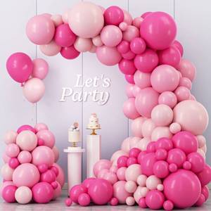 lot 89885 image: Pink Balloon Garland Arch Kit, Kelfara 109Pcs Hot Pink Latex Pastel Pink Balloon, 18 12 10 5 Inch Latex Balloons for Wedding Birthday Princess Theme Bridal Baby Shower Bridal Shower Party Decorations