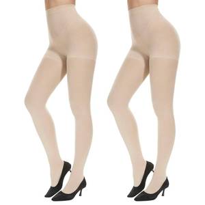 lot 89889 image: MANZI 2 Pairs Womens Opaque Control Top Tights Comfort Stretch 70 Denier Pantyhose Nude Medium