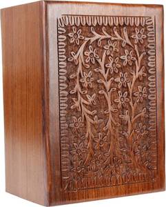 lot 89894 image: ARTISENIA Hand Carved Wooden Urn Box - Urn for Human Ashes Funeral Cremation Urn  7 X 5 Inch (Design1)