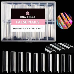 lot 89896 image: UNA GELLA Tapered Square Nail XXL Tips 120 PCS No C Curve Gel Extra Long Straight Nails Half Fake Trace for Acrylic Home DIY with Box