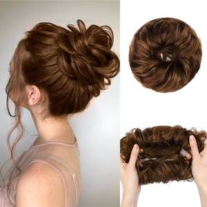 lot 89897 image: purshine 100% Real Human Hair Messy Bun for Women Curly Real Human hair Piece for Daily Wear(Brown)