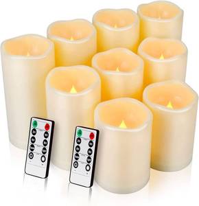 lot 89903 image: Enido Flameless Candles, LED Candles Outdoor Waterproof Candles(D 3 x H 4 5 6) Battery Operated Plastic Pack of 9 Pillar