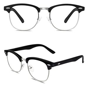 lot 89905 image: Happy Store CN56 Vintage Inspired Classic Horn Rimmed Half Frame Nerd UV400 Clear Lens Glasses,Matte Black
