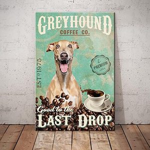 lot 89906 image: Geuuki Metal Sign Greyhound Dog Coffee Vintage Signs Retro Tin Signs Aluminum Sign for Kitchen Home Garden Wall Bar Cafe Decor 8x12 Inches