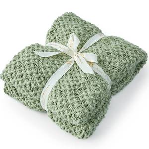 lot 89910 image: Amlie Home Chunky Knit Throw Blanket Handmade Crochet Honeycomb Chunky Knit Blanket Soft Fluffy Textured Mulberry Woven Luxury Throw for Farmhouse Throws for Couch Sofa Bed (Mint Green, 50 x 60)
