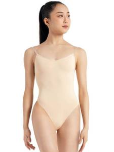 lot 89918 image: Capezio Womens Camisole Leotard with Clear Transition Straps, Nude, Large