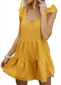 lot 89931 image: Teurkia Womens Summer Rompers Casual Wide Leg Ruffles Flowy Loose Plain Short Beach Jumpsuits Small