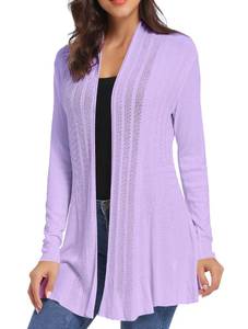lot 89950 image: iClosam Womens Drapped Cardigans Casual Long Sleeve Open Front Cardigan Sweater (#1Lilac, X-Large)