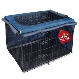 lot 89951 image: Explore Land Dog Crate Cover for 24 Inches Wire Cage, Heavy-Duty Lattice Pet Kennel Covers Compatible with 1 2 3 Doors Standard Metal Crate (Blue)