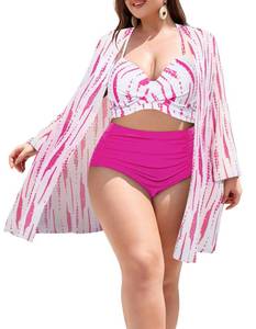 lot 89953 image: Womens Bathing Suit 3 Piece Swimsuit Criss Cross Tie Front Wrap Bathing Suit 24W