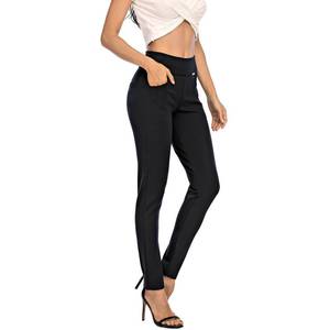 lot 89956 image: neezeelee Dress Pants for Women Comfort Stretch Slim Fit Leg Skinny High Waist Pull on Pants with Pockets for Work (Black, 12 Long)