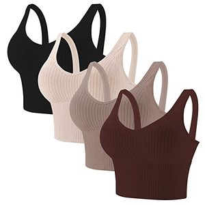 lot 89959 image: Eleplus 4 Pieces Comfy Cami Bra for Women Crop Top Yoga Bralette Longline Padded Lounge Bra PackX-Large-XX-Large,color3