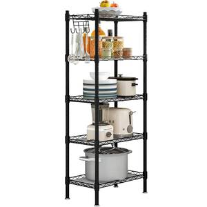lot 89989 image: SORCEDAS Shelf 5 Wier Metal Storage Rack Shelving Unit Organizer for Kitchen Laundry Garage Bathroom Pantry Closet Office(16.54 Wx11.81 Dx50 H,Silver)
