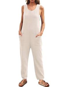 lot 89998 image: LILLUSORY Womens One Piece Jumpsuits Casual Summer Spring 2024 Sleeveless Loose Comfy Trendy Ribbed Jumpsuits with Pockets Medium