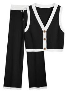 lot 90000 image: LILLUSORY 2 Piece Sets Womens Two Piece Lounge Sets Summer Spring Fashion Outfits Clothes 2024 Matching Cute Comfy Sweater Vest Clothing XL