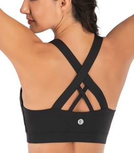 lot 90003 image: RUNNING GIRL Sports Bra for Women, Criss-Cross Back Padded Strappy Sports Bras Medium Support Yoga Bra with Removable Cups A-Black