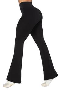 lot 90004 image: Sunzel Flare Leggings, Crossover Yoga Pants with Tummy Control, High Waisted and Wide Leg, No Front Seam Black X-Small 30 Inseam