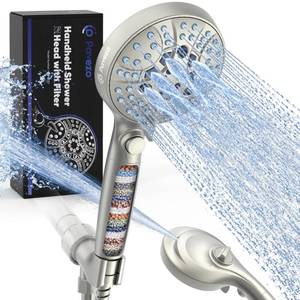 lot 90112 image: Pavezo� High Pressure Handheld Shower Head with Filter, ONOFF Switch Pause Button, 10-mode Shower Head with Hard Water Softener Filters, SS Hose, Anti-clog & Powerful Clean Tile & Pet, Premium Chrome