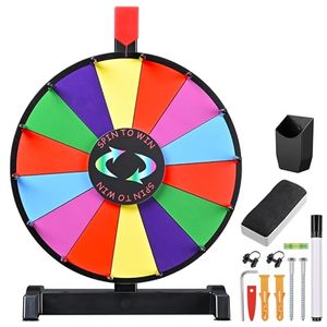 lot 90113 image: WinSpin 12 Color Prize Wheel Wall Mounted or Tabletop 14 Slots Heavy Duty Editable Spinning Wheel for Fortune Spinning Game Carnival & Tradeshow, Classic Series